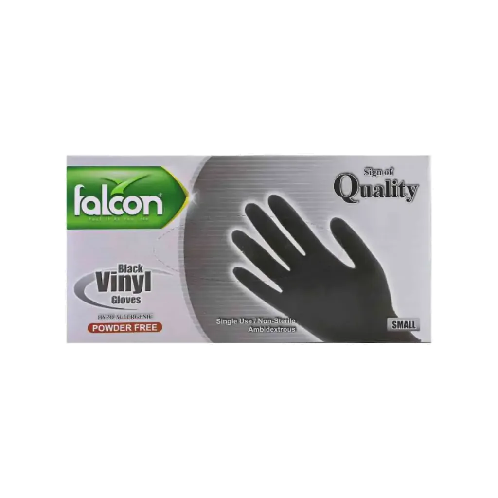 FALCON VINYL GLOVES BLACK PF SMALL