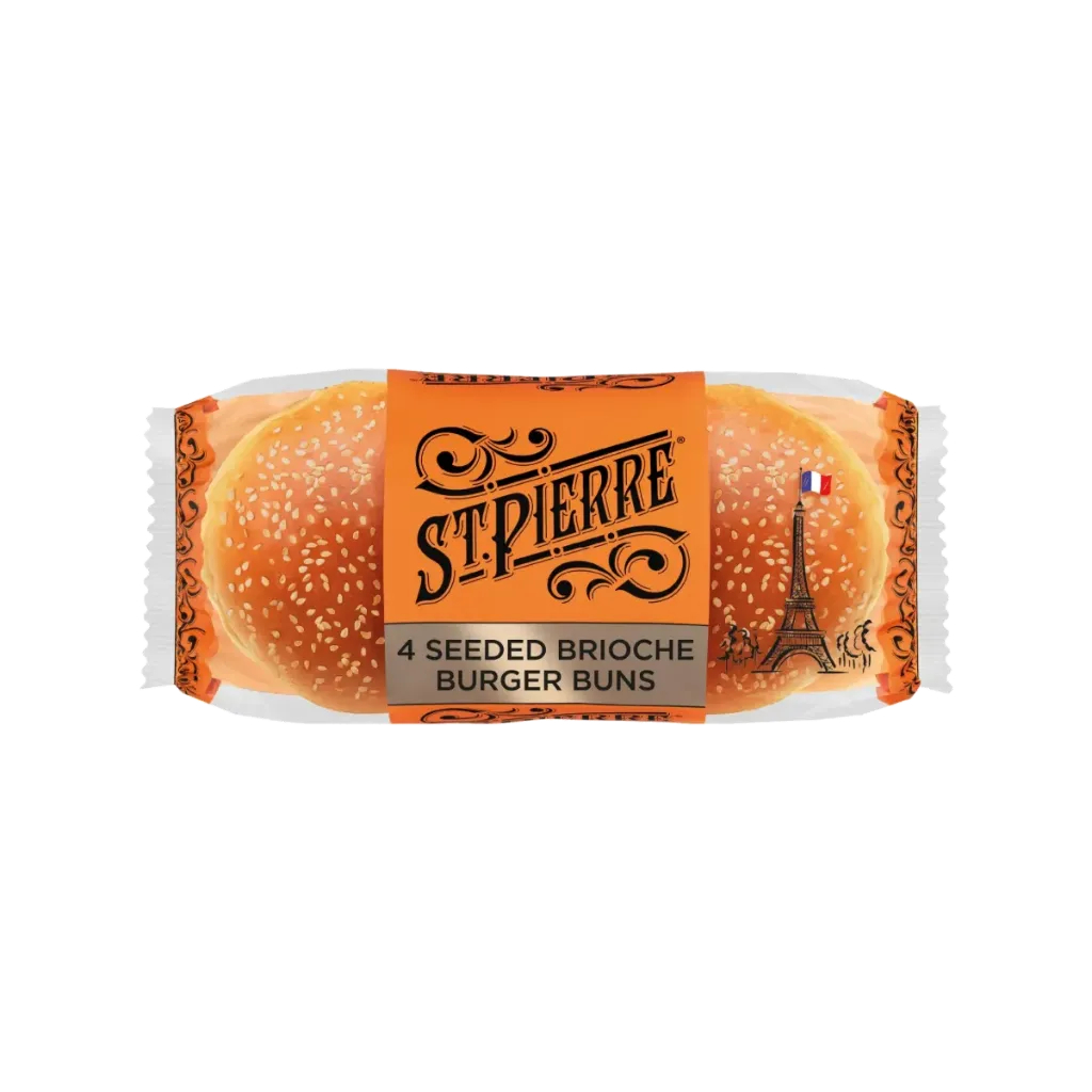 ST PIERRE 4 SEEDED BRIOCHE BURGER BUNS 250G