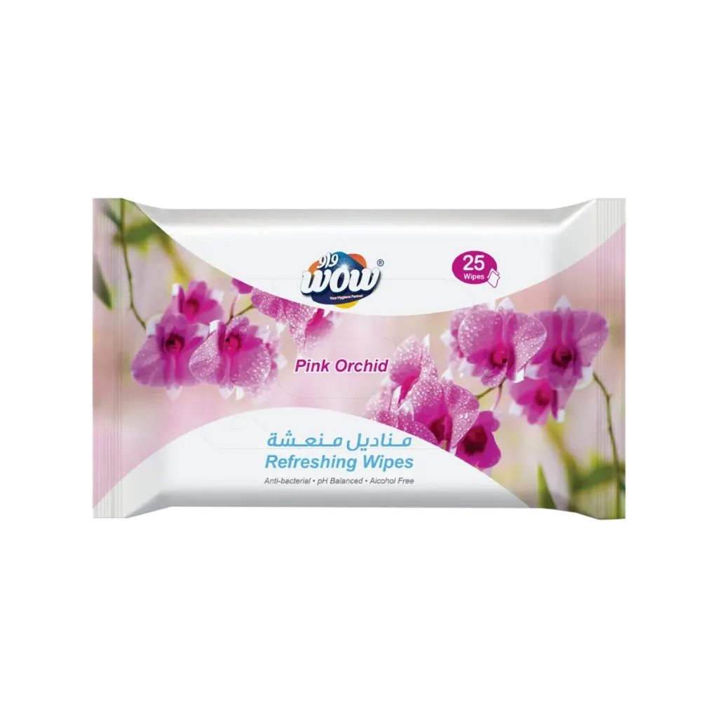WOW REFRESHING WIPES ANTIBACTERIAL PINK ORCHID 4x25'S