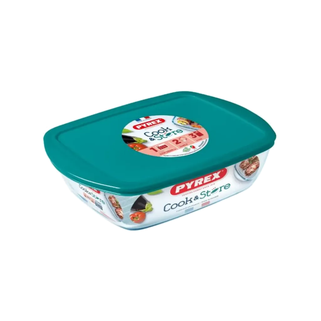 PYREX COOK & STORE REC ROASTER WITH LID GREEN 1.2L