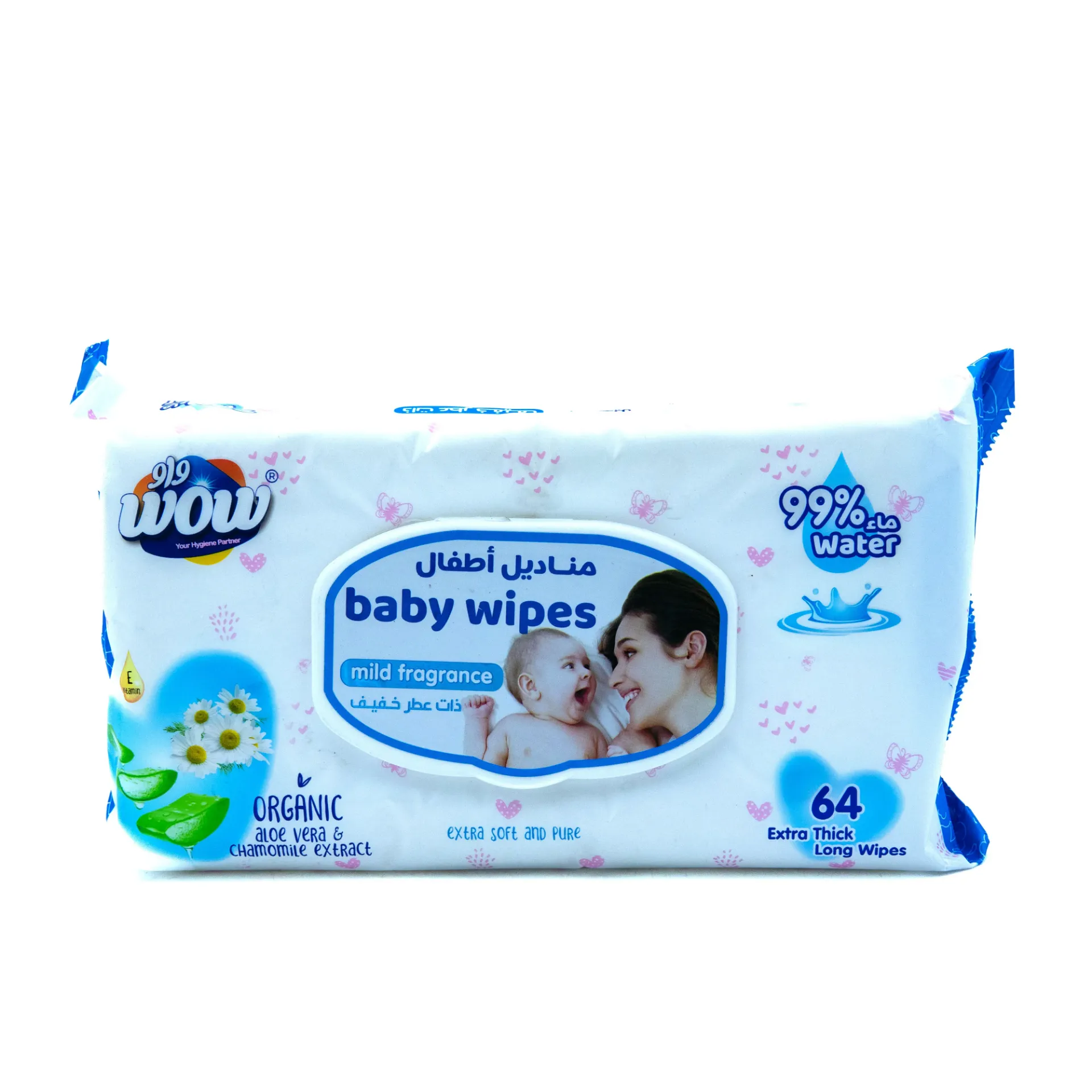 WOW BABY WIPES 64'S MILD FRAGRANCE