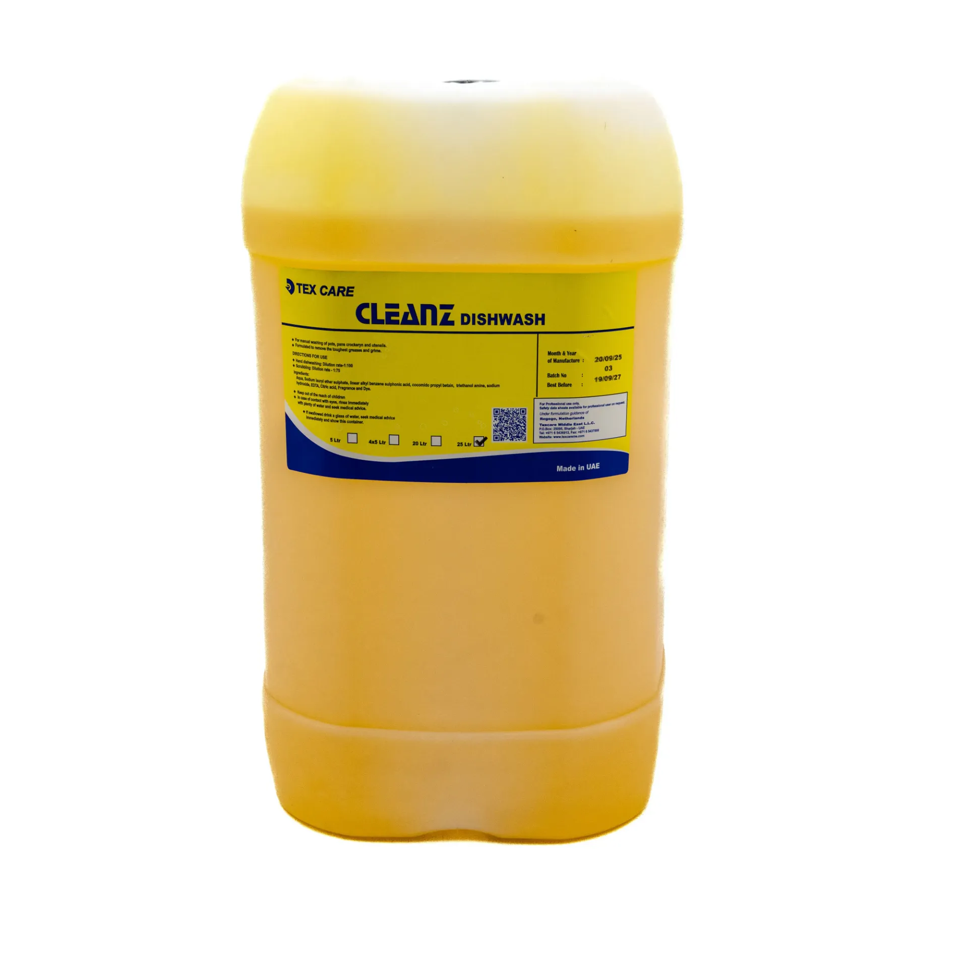 CLEANZ BACTERICIDAL HAND DISHWASH 25L