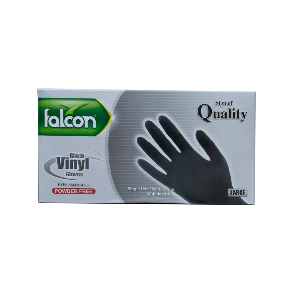 FALCON VINYL GLOVES BLACK PF LARGE