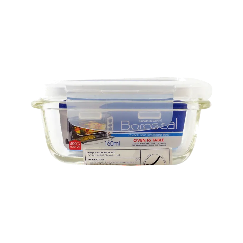 L&L OVEN GLASS RECTANGLE W/ LID 160ML
