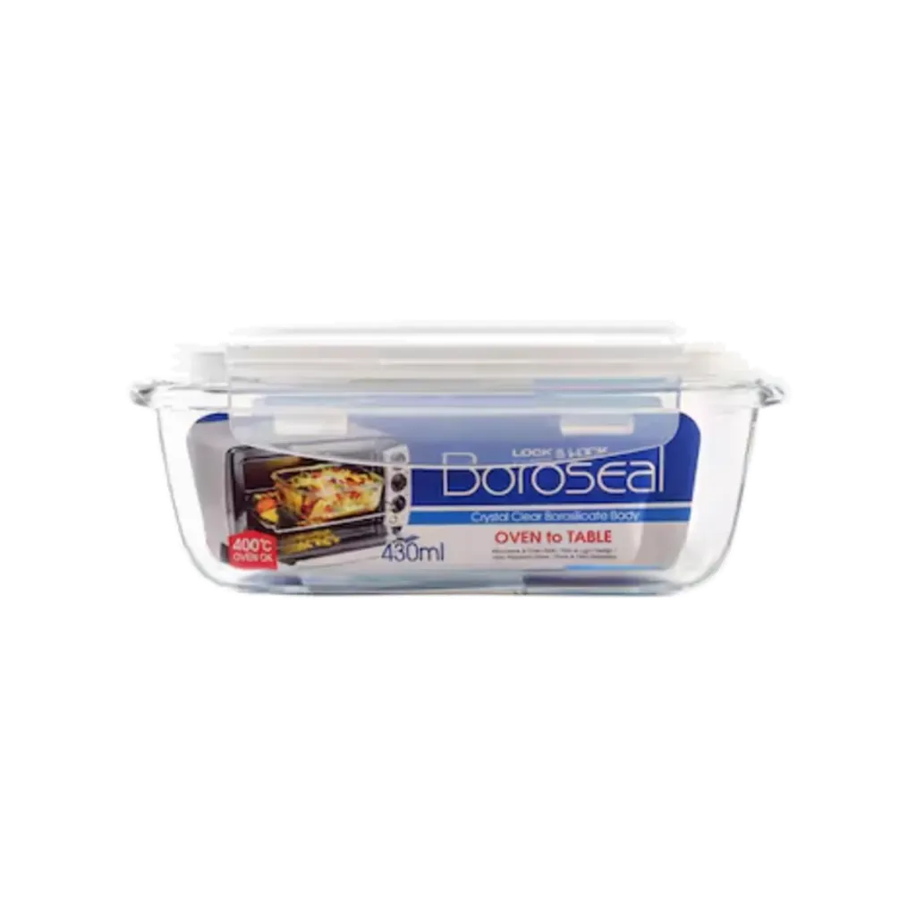 [LNL-0069 LLG 424-N] L&L OVEN GLASS RECTANGLE W/ LID 430ML