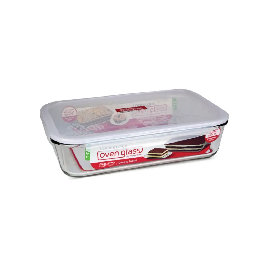 [LNL-0074 LLG 472-N] L&L OVEN GLASS RECTANGULAR W/ LID 3.6L