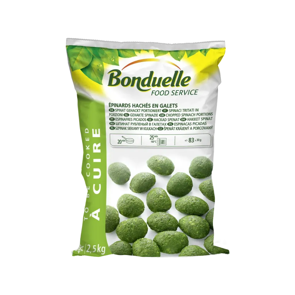 BONDUELLE LEAF SPINACH CHOPPE PORTIONS 2.5KG