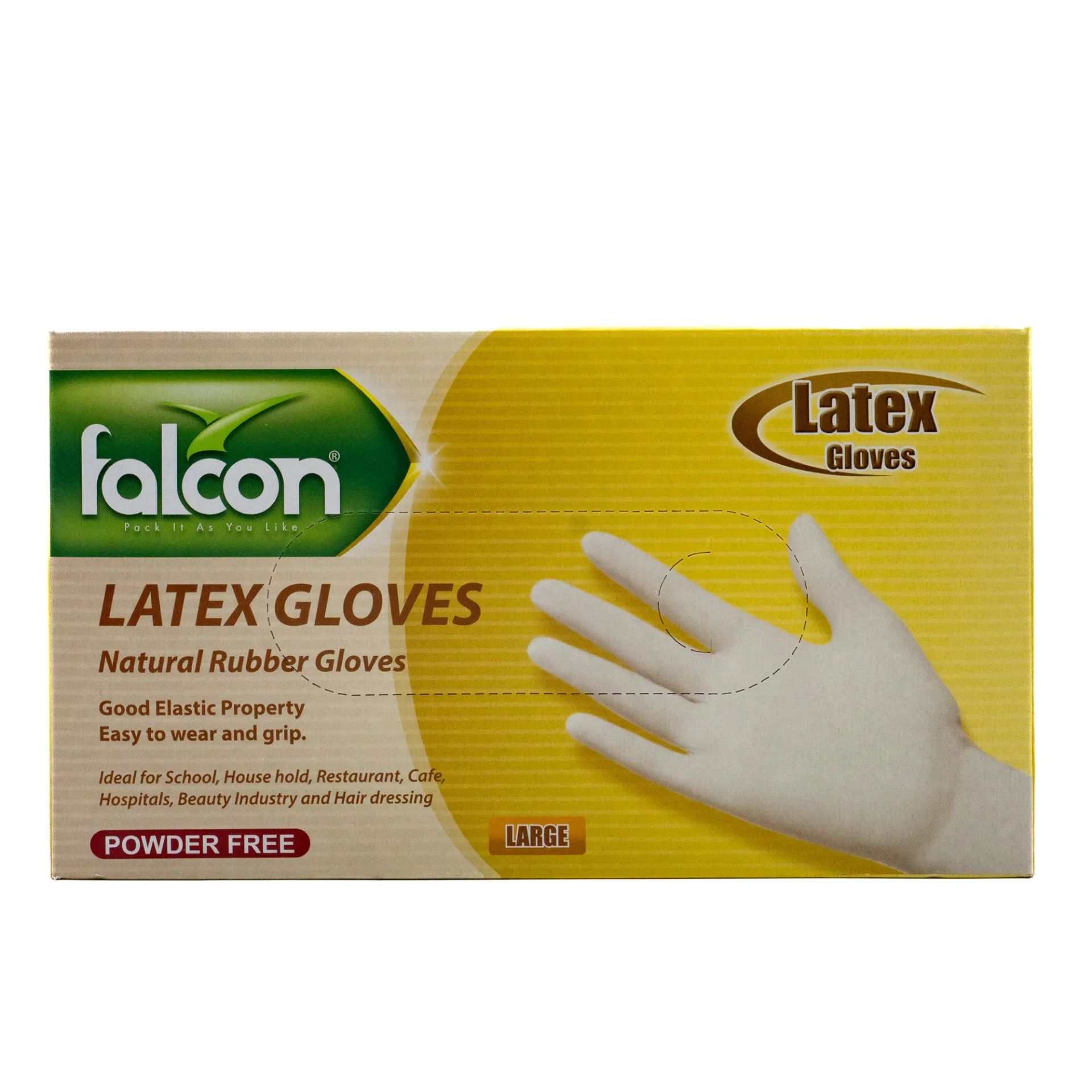FALCON LATEX GLOVES POWDER FREE LARGE 100PCS